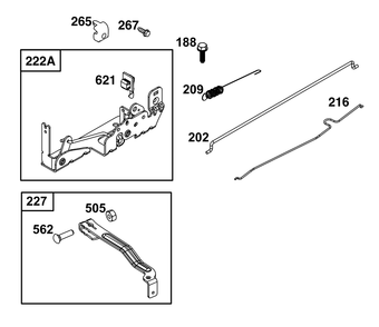 Controls Group Diagram and Parts List for 09P902-0010-H5 020000 - 09Z999 Briggs and Stratton Engine